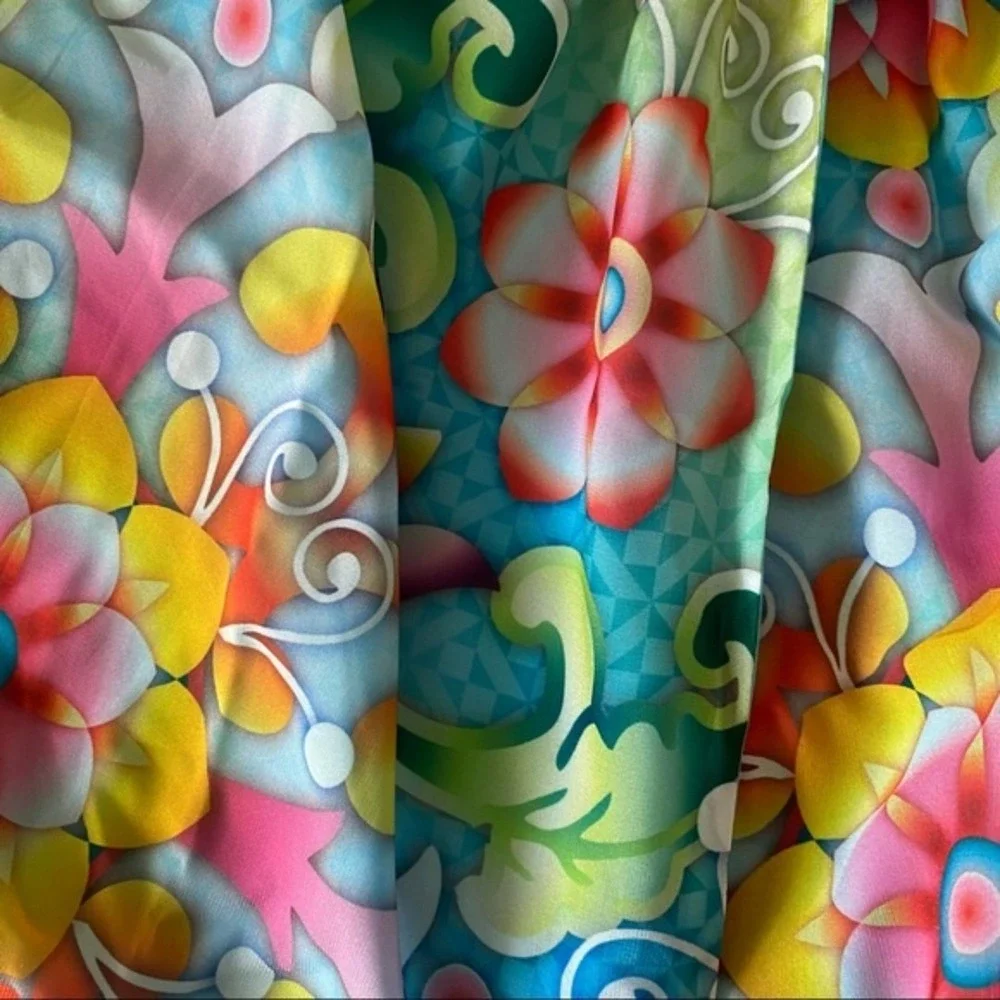 Turquoise floral head wrap or scarf